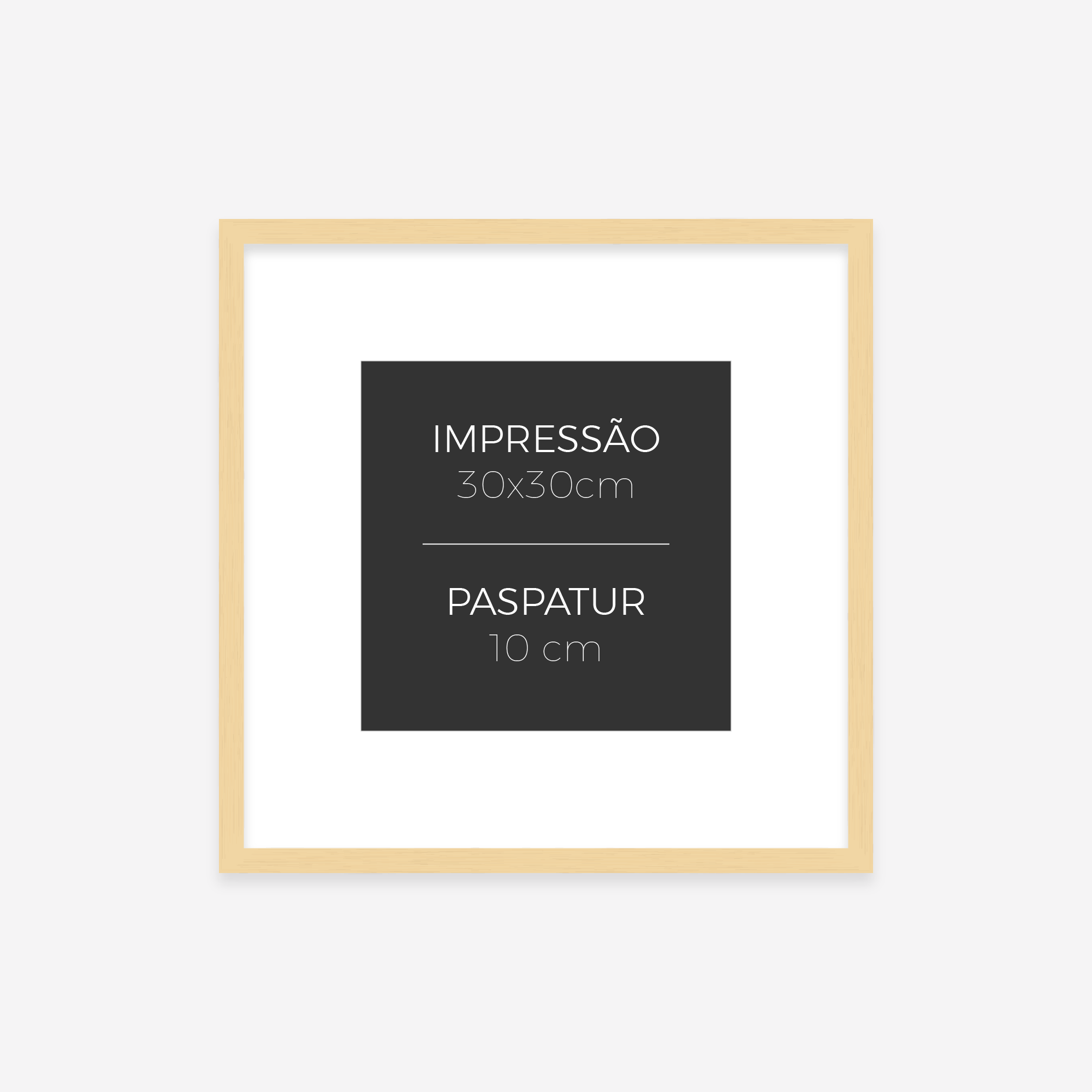 Moldura 50x50cm • Impressão Fine Art Tamanho 30x30cm • Pastatur 10cm